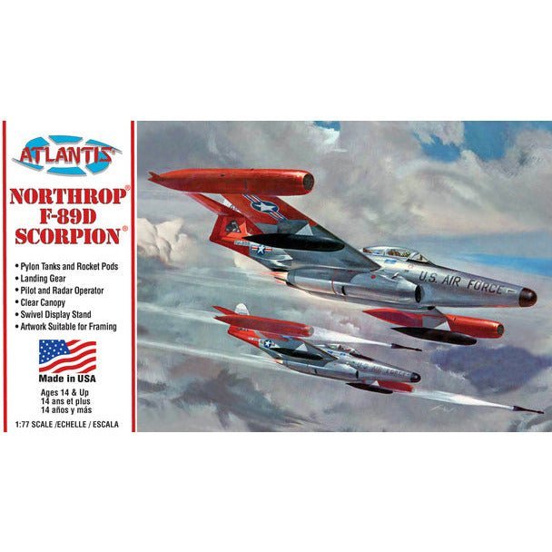 Atlantis Northrop F-89D Scorpion 1/77 Plastic Model Kit-Atlantis-ModelCars.com
