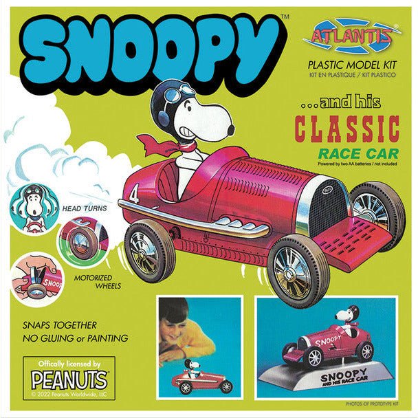 Atlantis Snoopy and his Classic Race Car Motorized Snap Model Kit - Atlantis - ModelCars.com