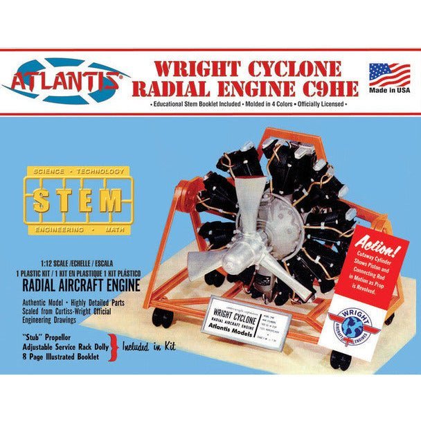Atlantis Wright Cyclone Engine 1/12 scale Plastic Model Kit-Atlantis-ModelCars.com