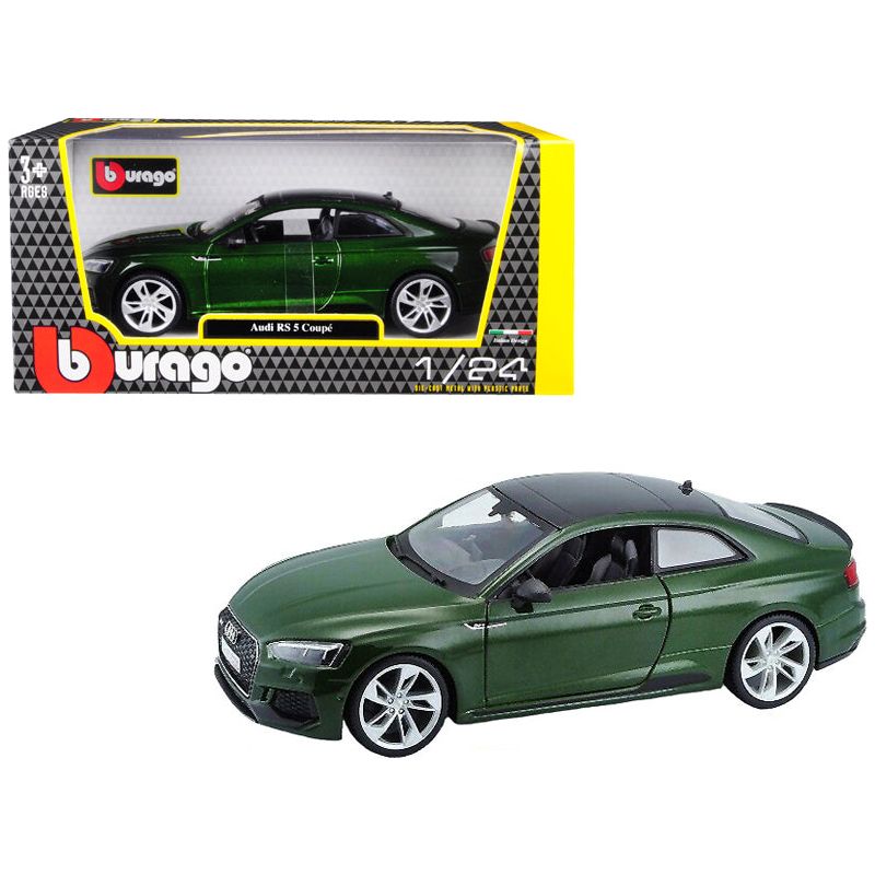 Audi RS 5 Coupe Metallic Green Metallic with Black Top 1/24 Diecast Model Car by Bburago-Bburago-ModelCars.com