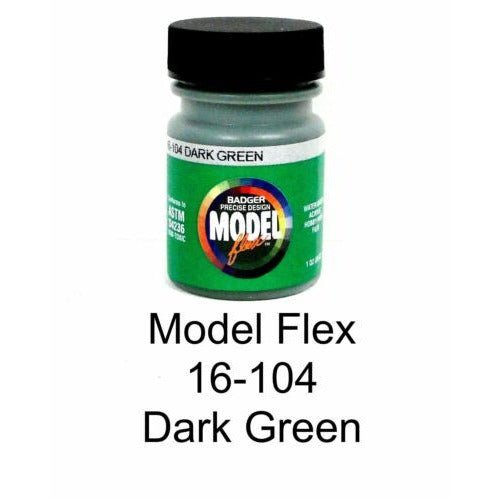 Badger Model Flex 16-104 Dark Green 1 Oz Acrylic Paint Bottle-Badger-ModelCars.com