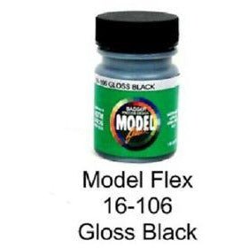 Badger Model Flex 16 - 106 Gloss Black 1 Oz Acrylic Paint Bottle - Badger - ModelCars.com