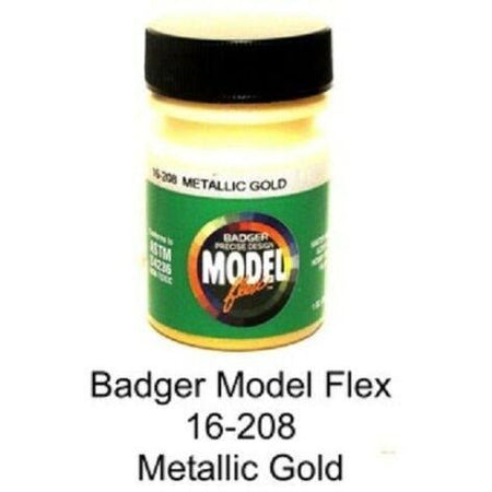 Badger Model Flex 16-208 Metallic Gold 1 Oz Acrylic Paint Bottle-Badger-ModelCars.com