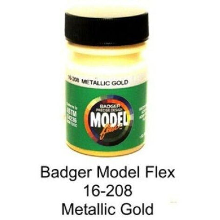Badger Model Flex 16 - 208 Metallic Gold 1 Oz Acrylic Paint Bottle - Badger - ModelCars.com