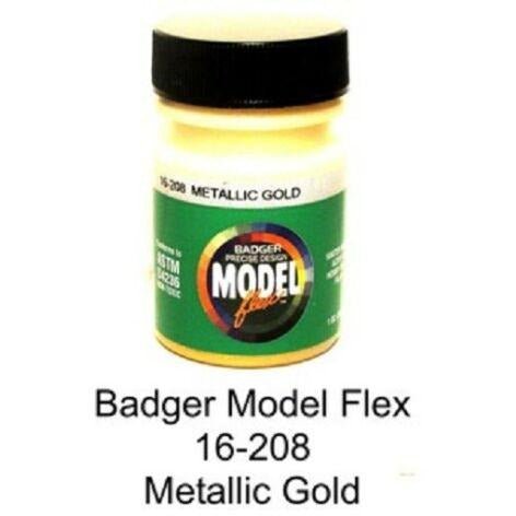 Badger Model Flex 16 - 208 Metallic Gold 1 Oz Acrylic Paint Bottle - Badger - ModelCars.com
