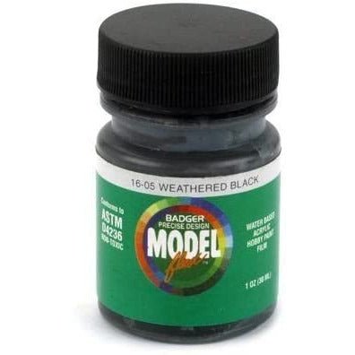 Badger Model Flex Paint 1oz Weathered Black Acrylic Paint Bottle - Badger - ModelCars.com