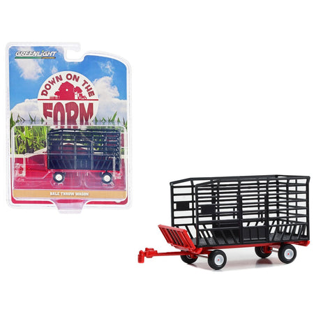 Bale Throw Wagon Black and Red "Down on the Farm" Series 8 1/64 Diecast Model by Greenlight - Greenlight - ModelCars.com