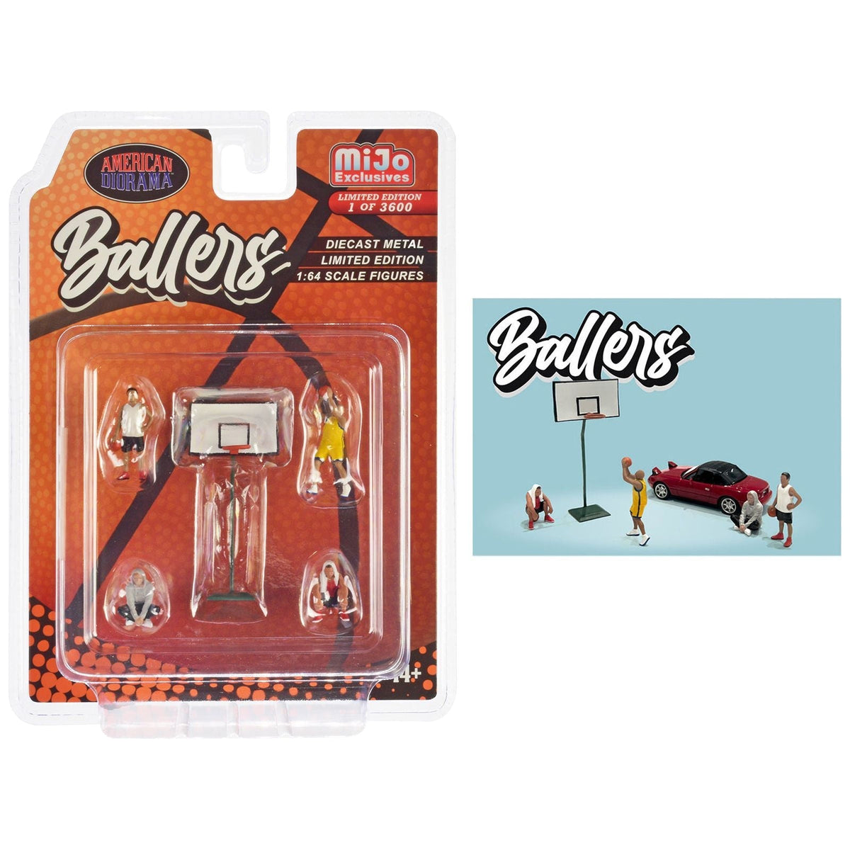 "Ballers" 5 piece Diecast Figure Set (4 Figures 1 Basketball Hoop) Limited Edition to 3600 pieces Worldwide 1/64 Scale Models by American Diorama-American Diorama-ModelCars.com