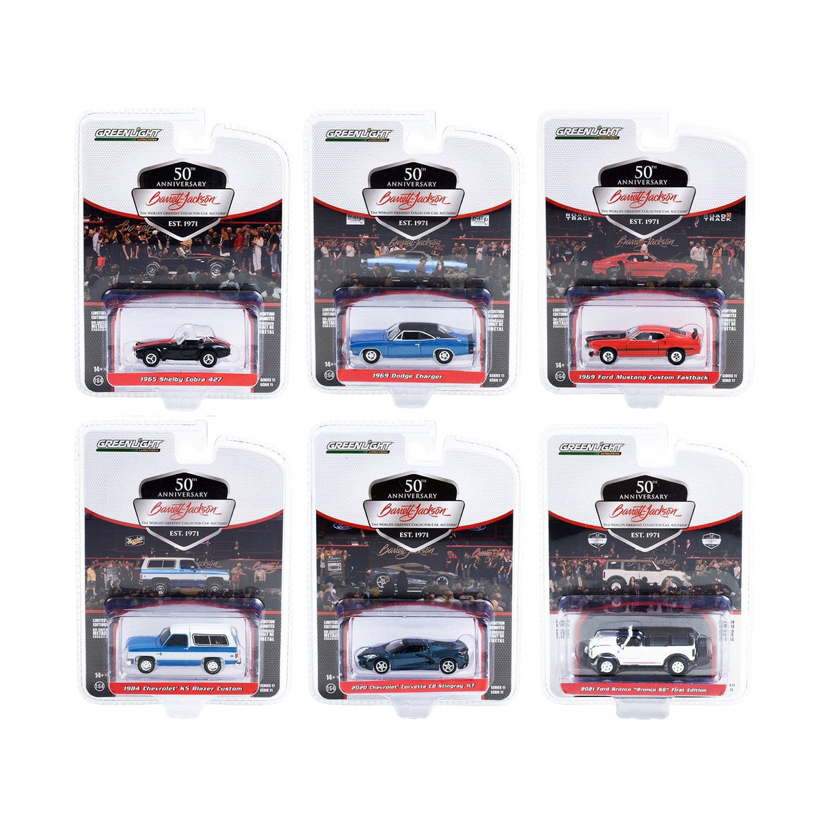 Barrett Jackson "Scottsdale Edition" Set of 6 Cars Series 11 1/64 Diecast Model Cars by Greenlight-Greenlight-ModelCars.com