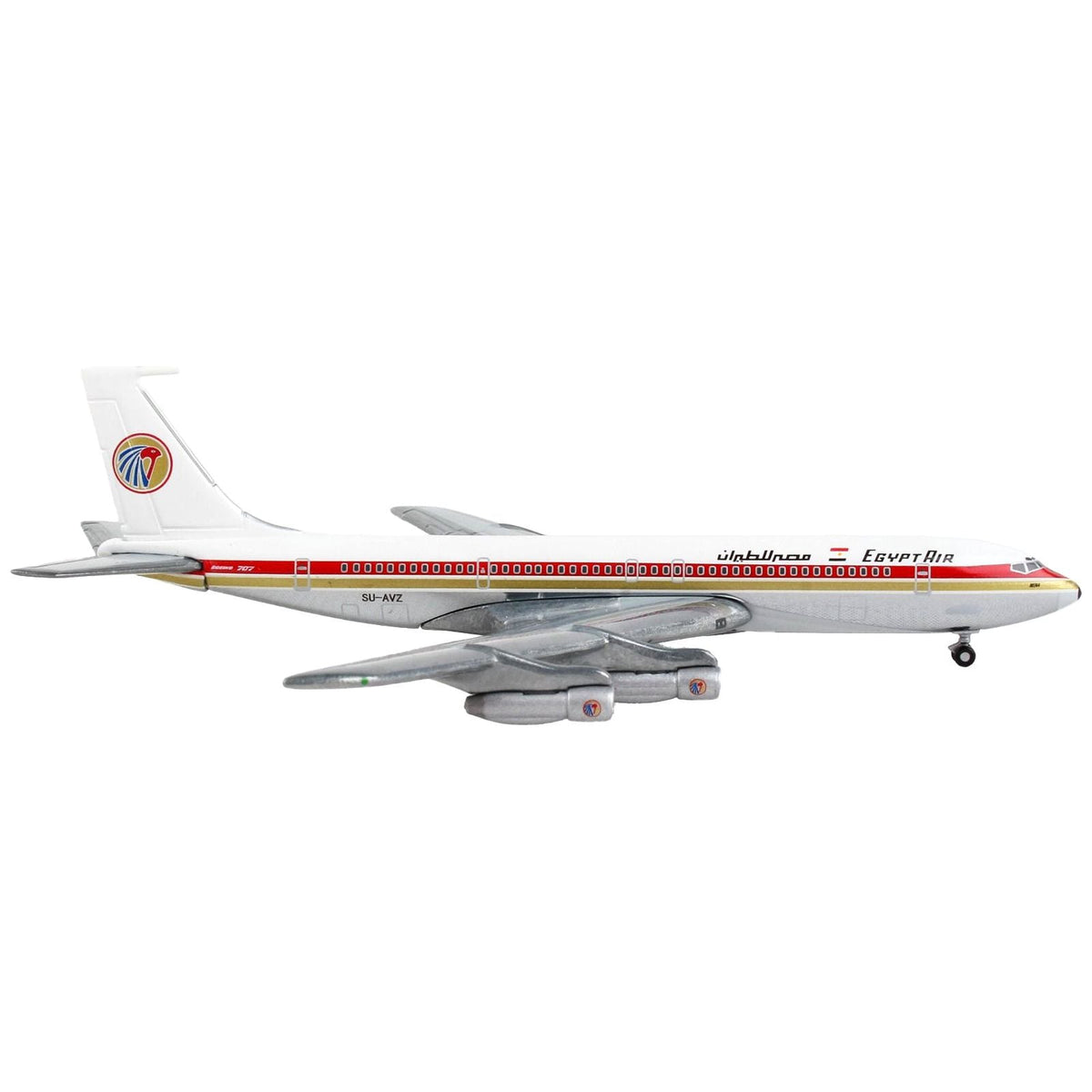 Boeing 707 Commercial Aircraft "EgyptAir" White with Red and Gold Stripes 1/400 Diecast Model Airplane by GeminiJets - GeminiJets - ModelCars.com