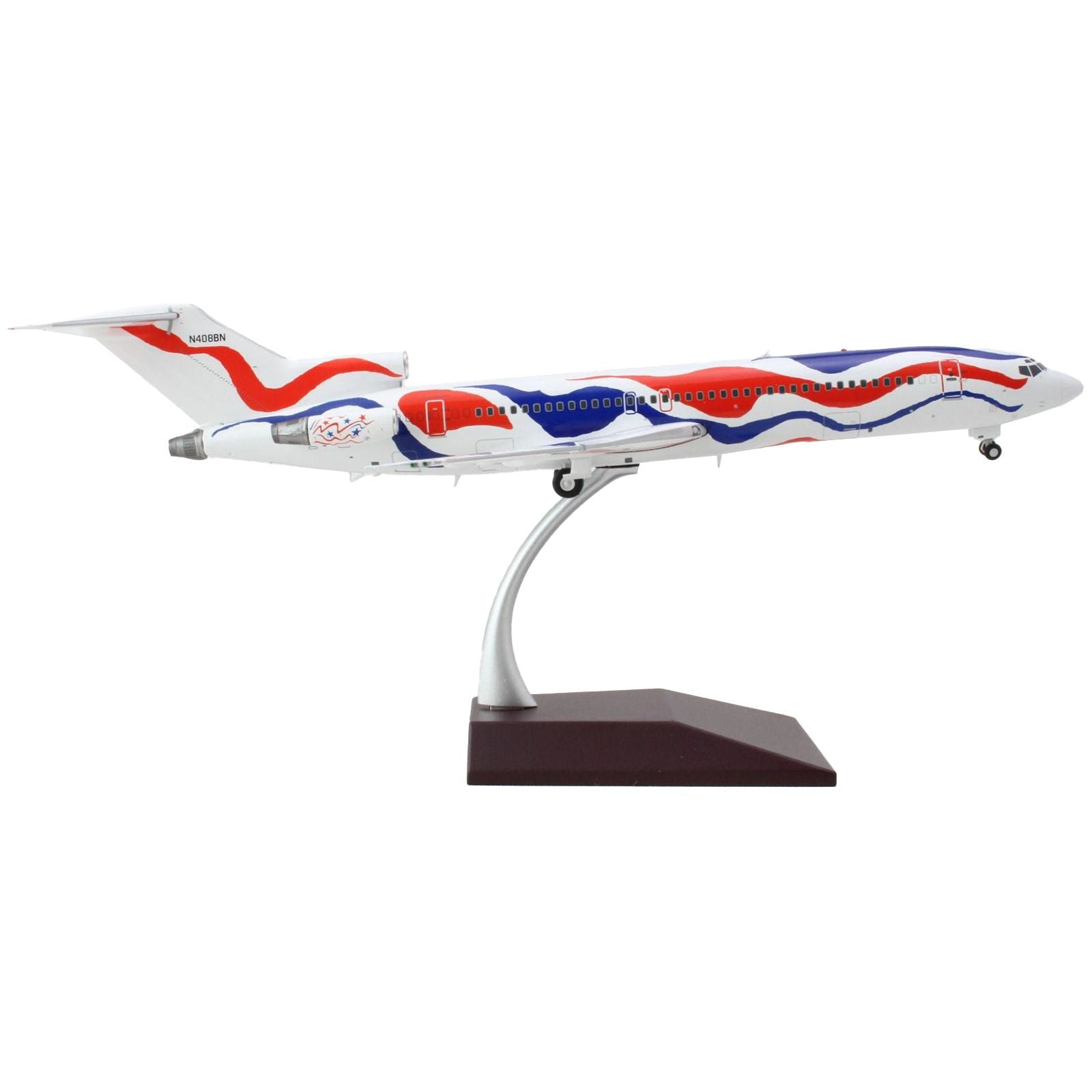Boeing 727 - 200 Commercial Aircraft "Braniff International Airways - Calder Bicentennial Livery" White with Red and Blue Stripes "Gemini 200" Series 1/200 Diecast Model Airplane by GeminiJets - GeminiJets - ModelCars.com