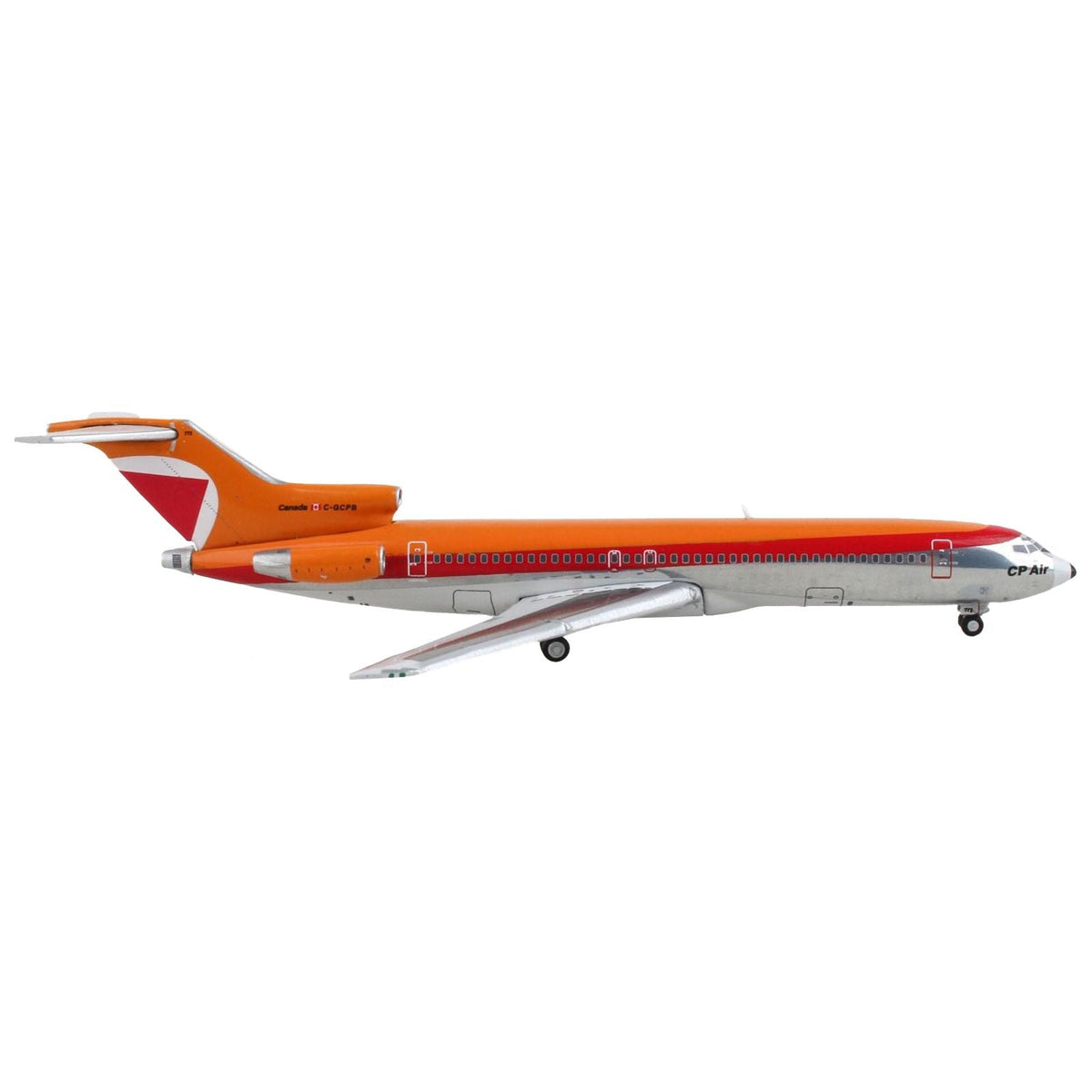 Boeing 727-200 Commercial Aircraft "CP Air" Orange and Silver with Red Stripes 1/400 Diecast Model Airplane by GeminiJets-GeminiJets-ModelCars.com