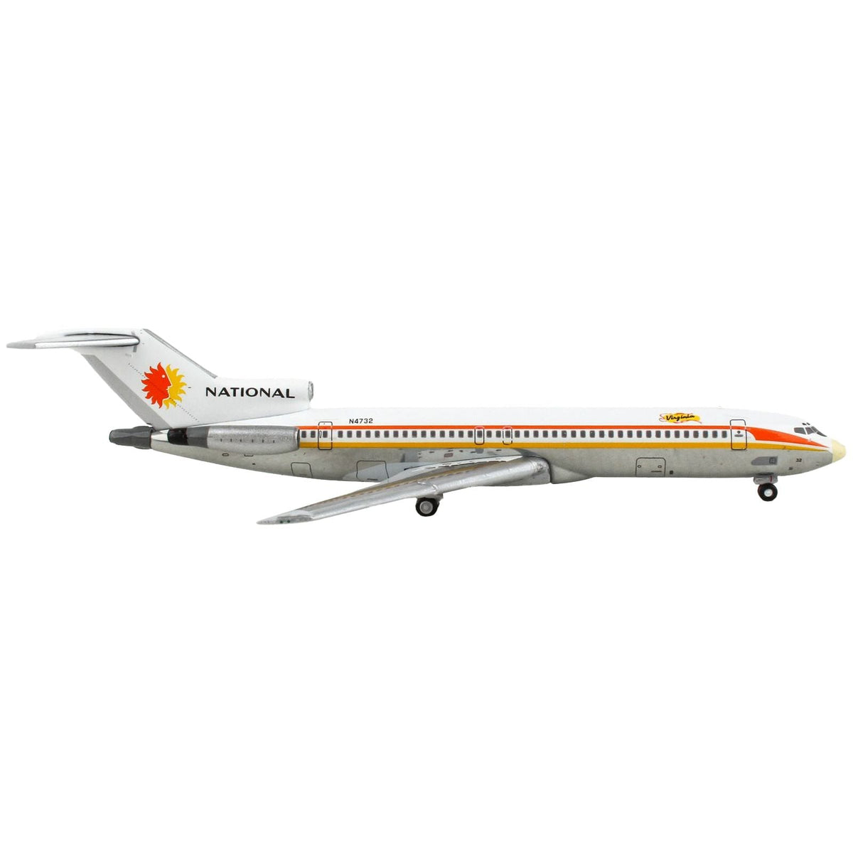 Boeing 727-200 Commercial Aircraft "National Airlines" White with Yellow and Orange Stripes 1/400 Diecast Model Airplane by GeminiJets-GeminiJets-ModelCars.com