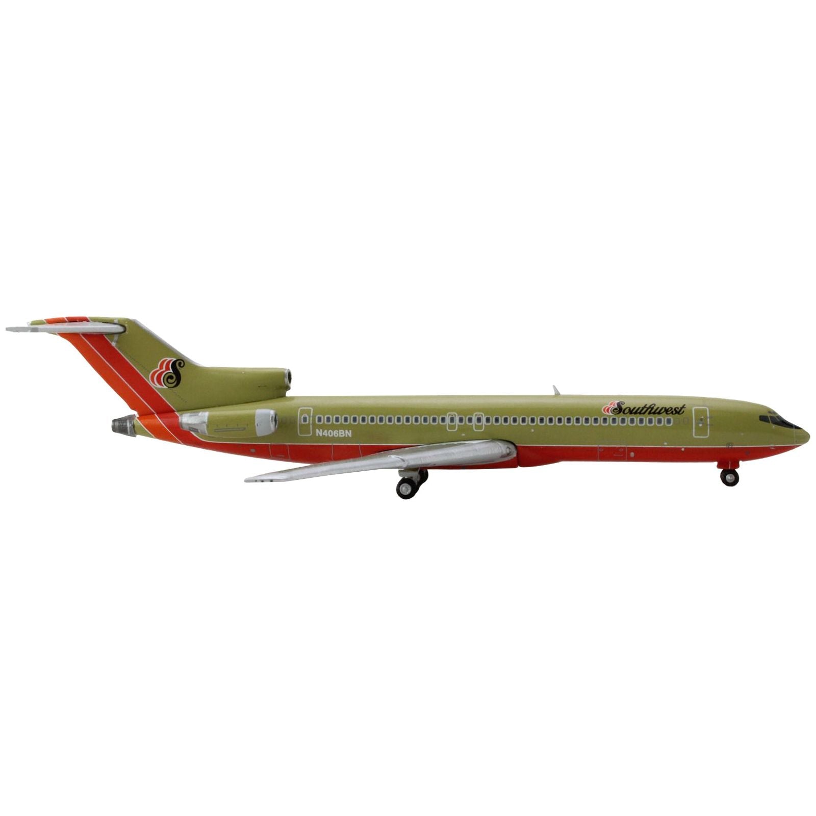 Boeing 727 - 200 Commercial Aircraft "Southwest Airlines" Gold with Red and Orange Stripes 1/400 Diecast Model Airplane by GeminiJets - GeminiJets - ModelCars.com