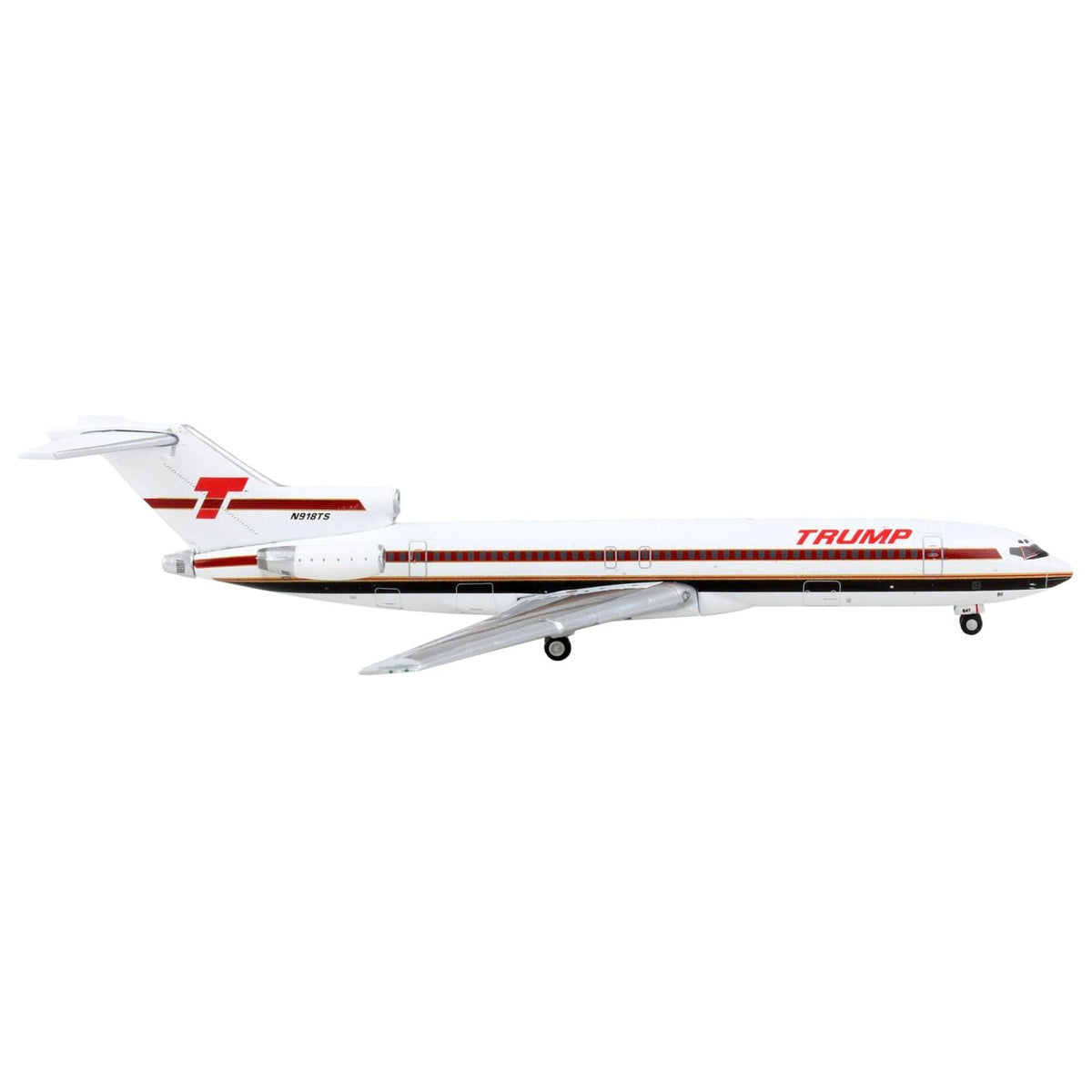 Boeing 727-200 Commercial Aircraft "Trump Shuttle" White with Red Stripes 1/400 Diecast Model Airplane by GeminiJets-GeminiJets-ModelCars.com