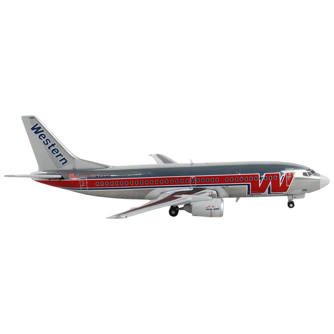 Boeing 737 - 300 Commercial Aircraft "Western Airlines" Silver with Red Stripes 1/400 Diecast Model Airplane by GeminiJets - GeminiJets - ModelCars.com