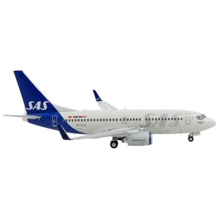 Boeing 737-700 Commercial Aircraft "Scandinavian Airlines" Gray with Blue Tail 1/400 Diecast Model Airplane by GeminiJets-GeminiJets-ModelCars.com