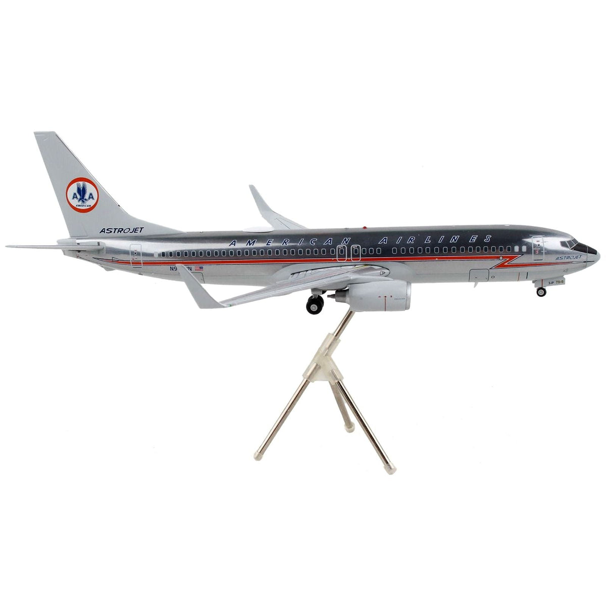 Boeing 737-800 Commercial Aircraft "American Airlines - AstroJet" Silver with Red Stripes "Gemini 200" Series 1/200 Diecast Model Airplane by GeminiJets-GeminiJets-ModelCars.com