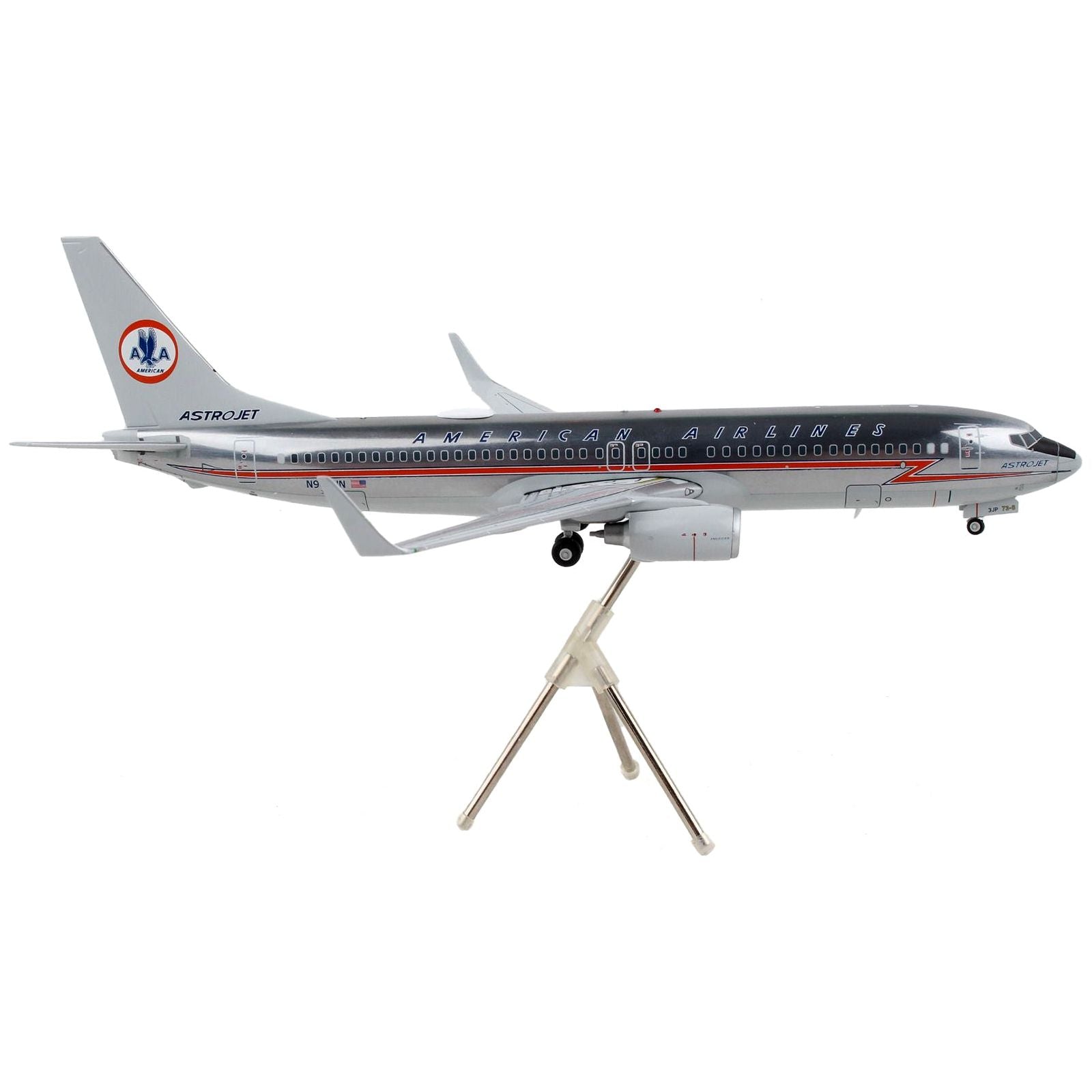 Boeing 737 - 800 Commercial Aircraft "American Airlines - AstroJet" Silver with Red Stripes "Gemini 200" Series 1/200 Diecast Model Airplane by GeminiJets - GeminiJets - ModelCars.com