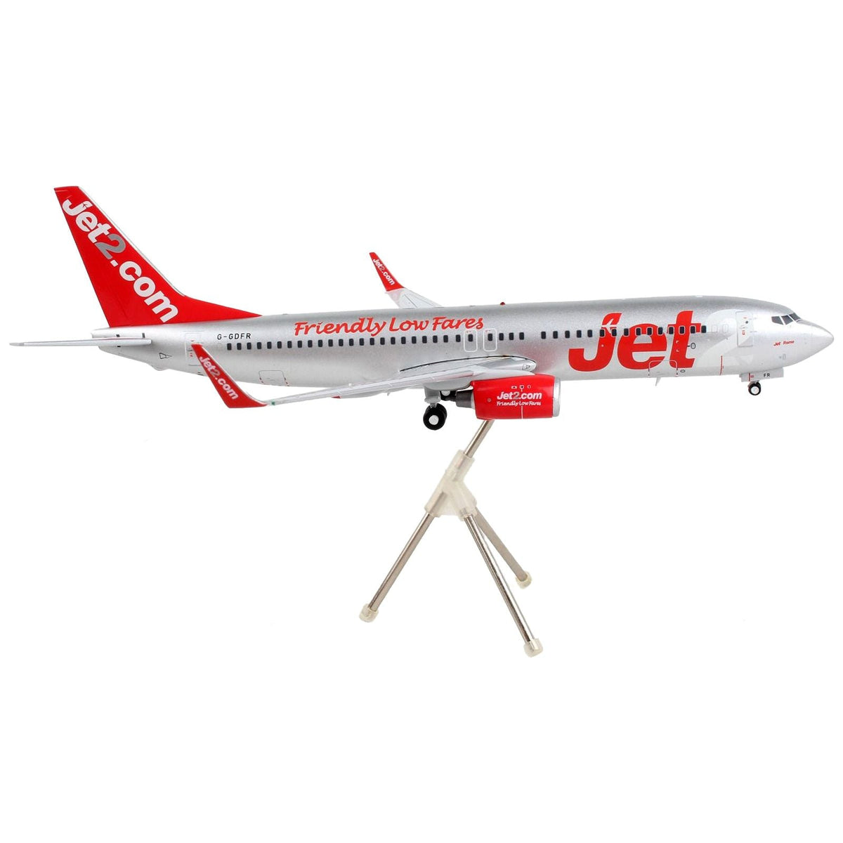 Boeing 737-800 Commercial Aircraft "Jet2.Com" Silver with Red Tail "Gemini 200" Series 1/200 Diecast Model Airplane by GeminiJets-GeminiJets-ModelCars.com
