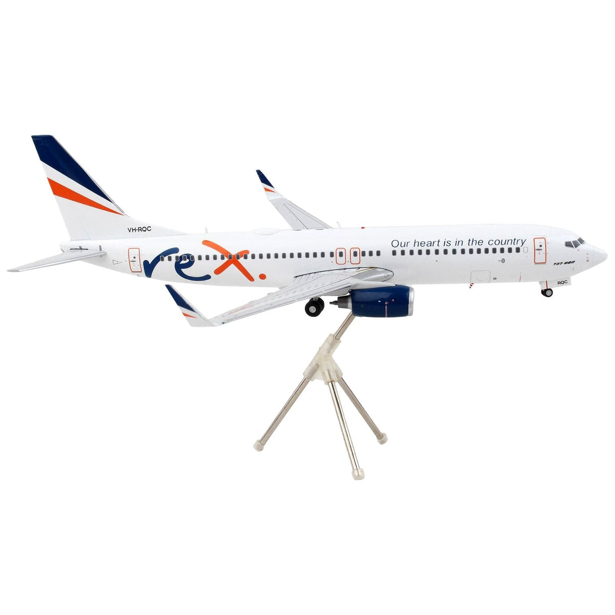 Boeing 737-800 Commercial Aircraft "Regional Express Rex Airlines" White with Striped Tail "Gemini 200" Series 1/200 Diecast Model Airplane by GeminiJets-GeminiJets-ModelCars.com