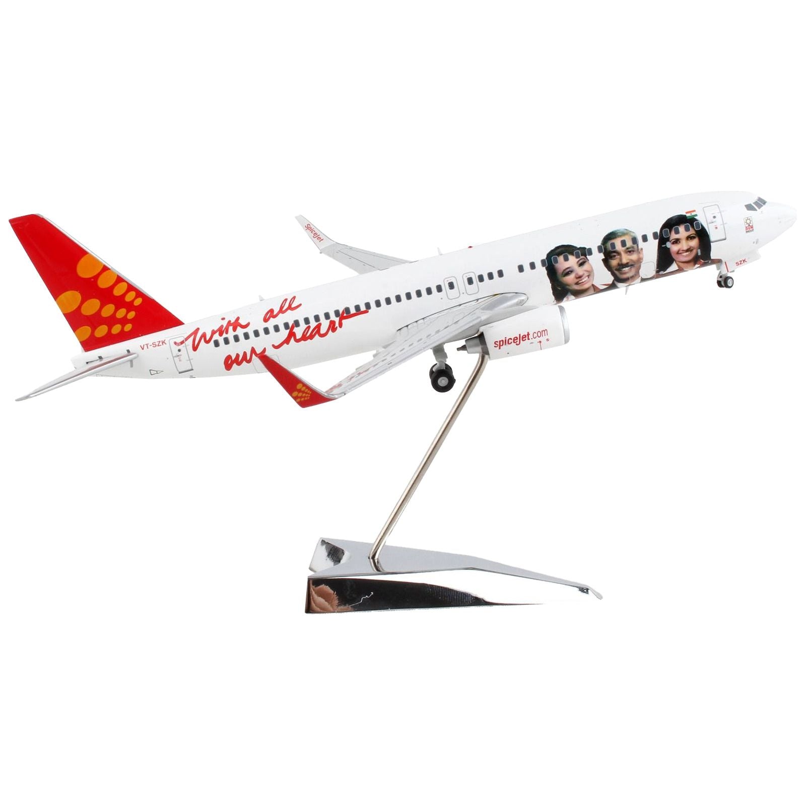 Boeing 737 - 800 Commercial Aircraft "SpiceJet" White with Red Tail "Gemini 200" Series 1/200 Diecast Model Airplane by GeminiJets - GeminiJets - ModelCars.com