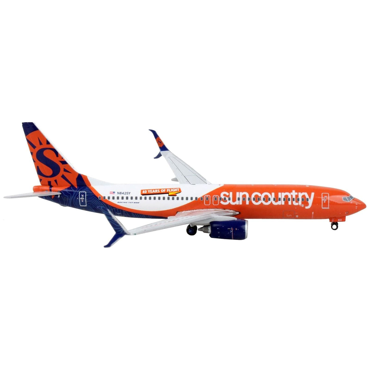 Boeing 737-800 Commercial Aircraft "Sun Country Airlines" Orange and Blue with White 1/400 Diecast Model Airplane by GeminiJets-GeminiJets-ModelCars.com