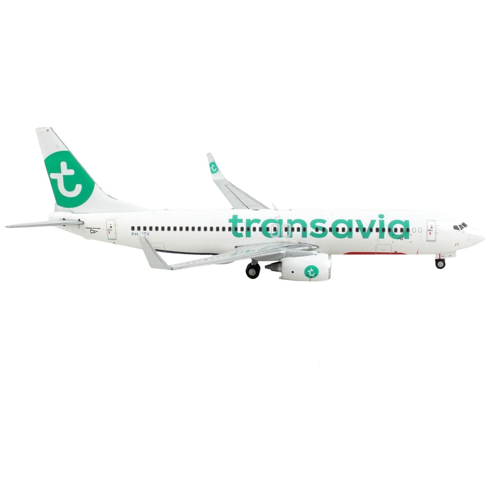 Boeing 737 - 800 Commercial Aircraft "Transavia Airlines" White with Green Tail 1/400 Diecast Model Airplane by GeminiJets - GeminiJets - ModelCars.com
