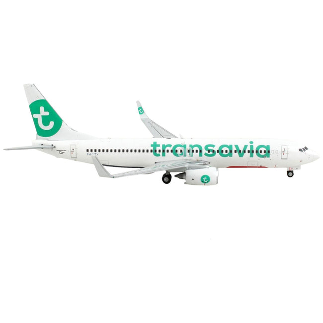 Boeing 737 - 800 Commercial Aircraft "Transavia Airlines" White with Green Tail 1/400 Diecast Model Airplane by GeminiJets - GeminiJets - ModelCars.com