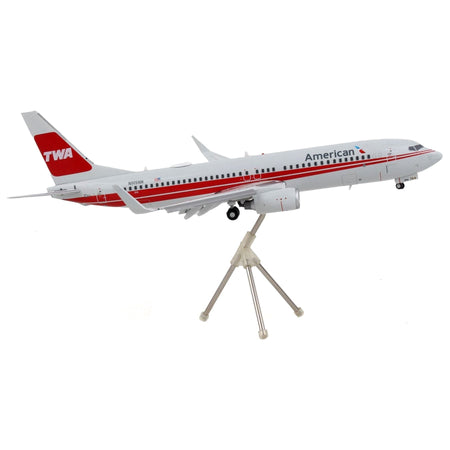 Boeing 737-800 Commercial Aircraft with Flaps Down "American Airlines - Trans World Airlines" Gray with Red Stripes "Gemini 200" Series 1/200 Diecast Model Airplane by GeminiJets-GeminiJets-ModelCars.com