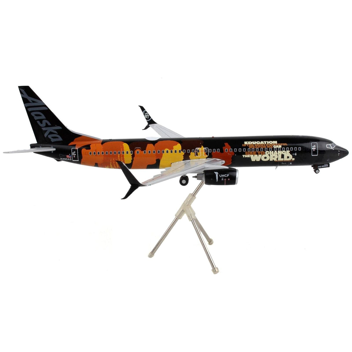 Boeing 737-900ER Commercial Aircraft "Alaska Airlines - Our Commitment" Black with Graphics "Gemini 200" Series 1/200 Diecast Model Airplane by GeminiJets-GeminiJets-ModelCars.com