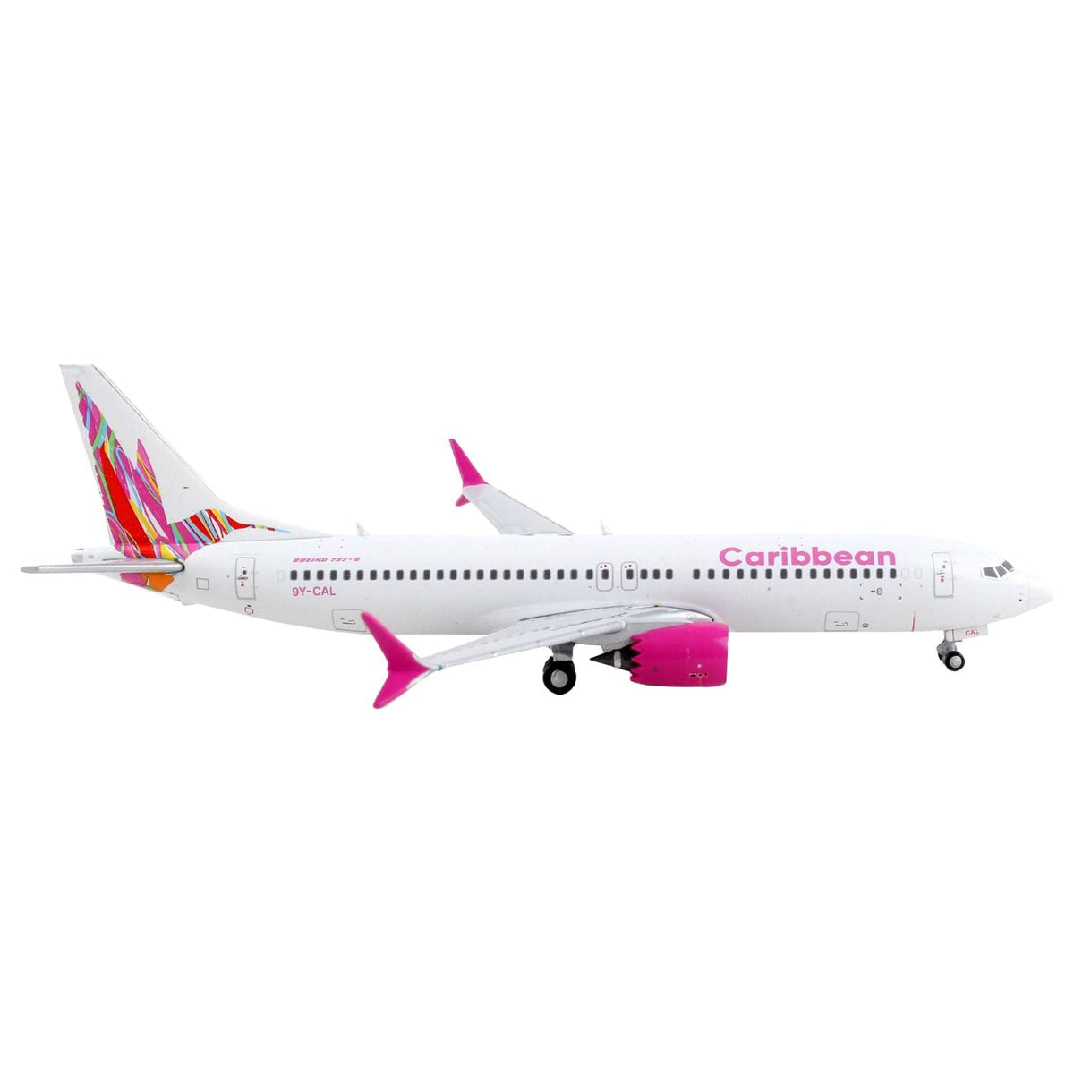 Boeing 737 MAX 8 Commercial Aircraft "Caribbean Airlines" White with Tail Graphics 1/400 Diecast Model Airplane by GeminiJets - GeminiJets - ModelCars.com