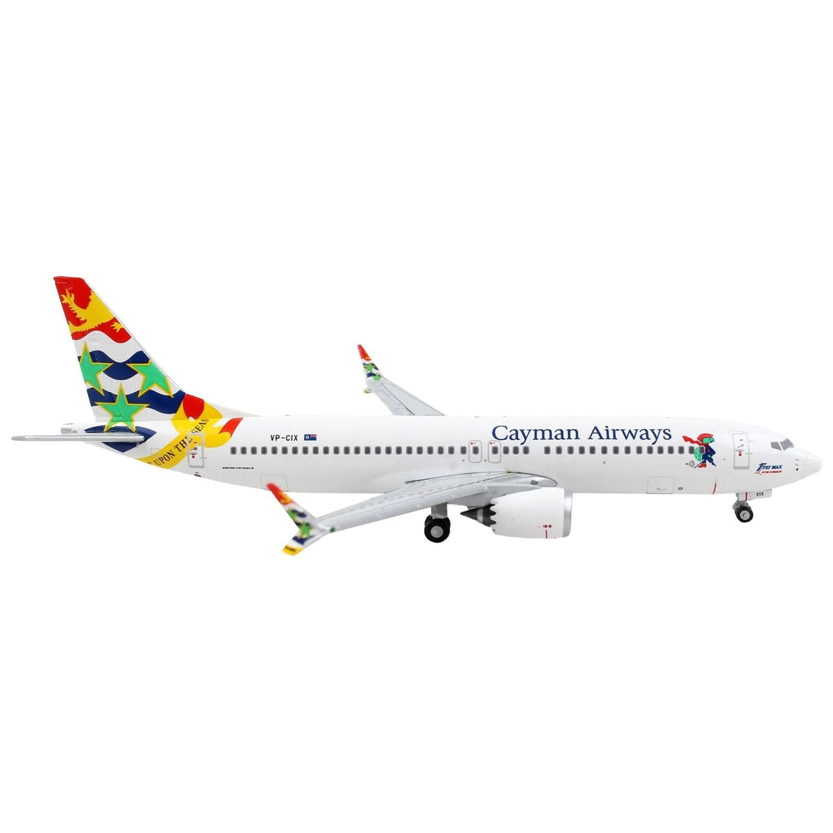 Boeing 737 MAX 8 Commercial Aircraft "Cayman Airways" White with Tail Graphics 1/400 Diecast Model Airplane by GeminiJets-GeminiJets-ModelCars.com