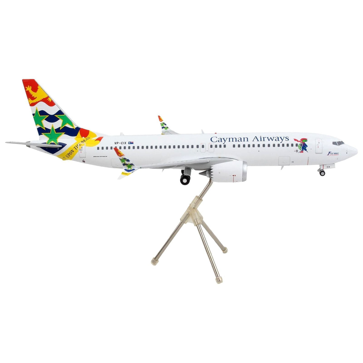 Boeing 737 MAX 8 Commercial Aircraft "Cayman Airways" White with Tail Graphics "Gemini 200" Series 1/200 Diecast Model Airplane by GeminiJets-GeminiJets-ModelCars.com