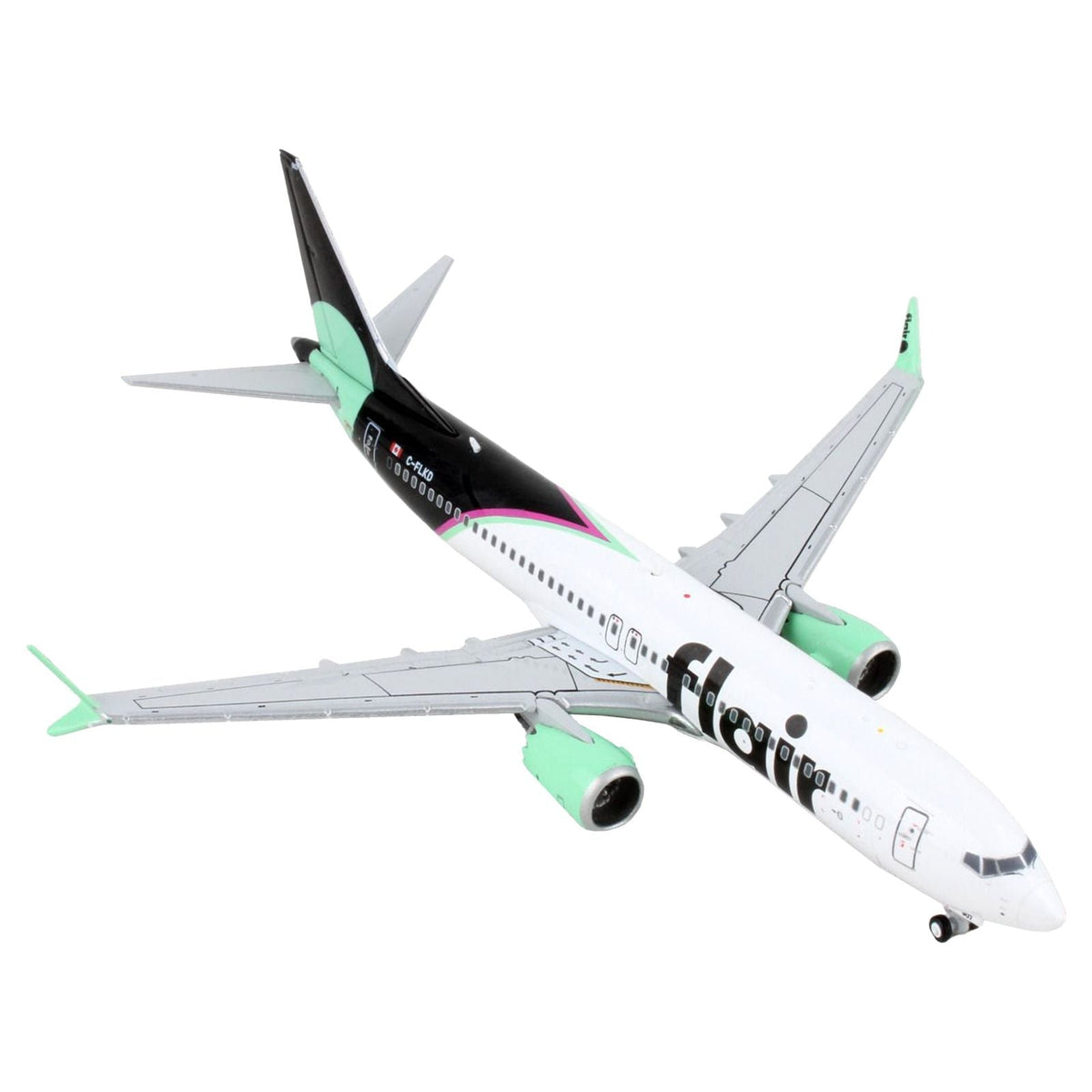 Boeing 737 MAX 8 Commercial Aircraft "Flair Airlines" White and Black with Light Green 1/400 Diecast Model Airplane by GeminiJets-GeminiJets-ModelCars.com