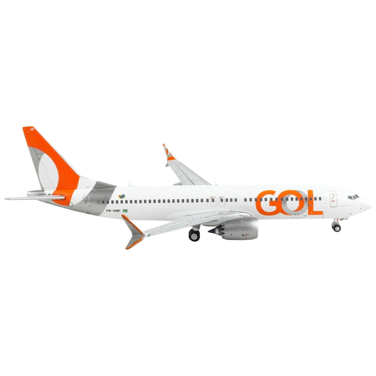 Boeing 737 MAX 8 Commercial Aircraft "Gol Linhas Aereas Inteligentes" White with Orange and Silver Tail 1/400 Diecast Model Airplane by GeminiJets - GeminiJets - ModelCars.com