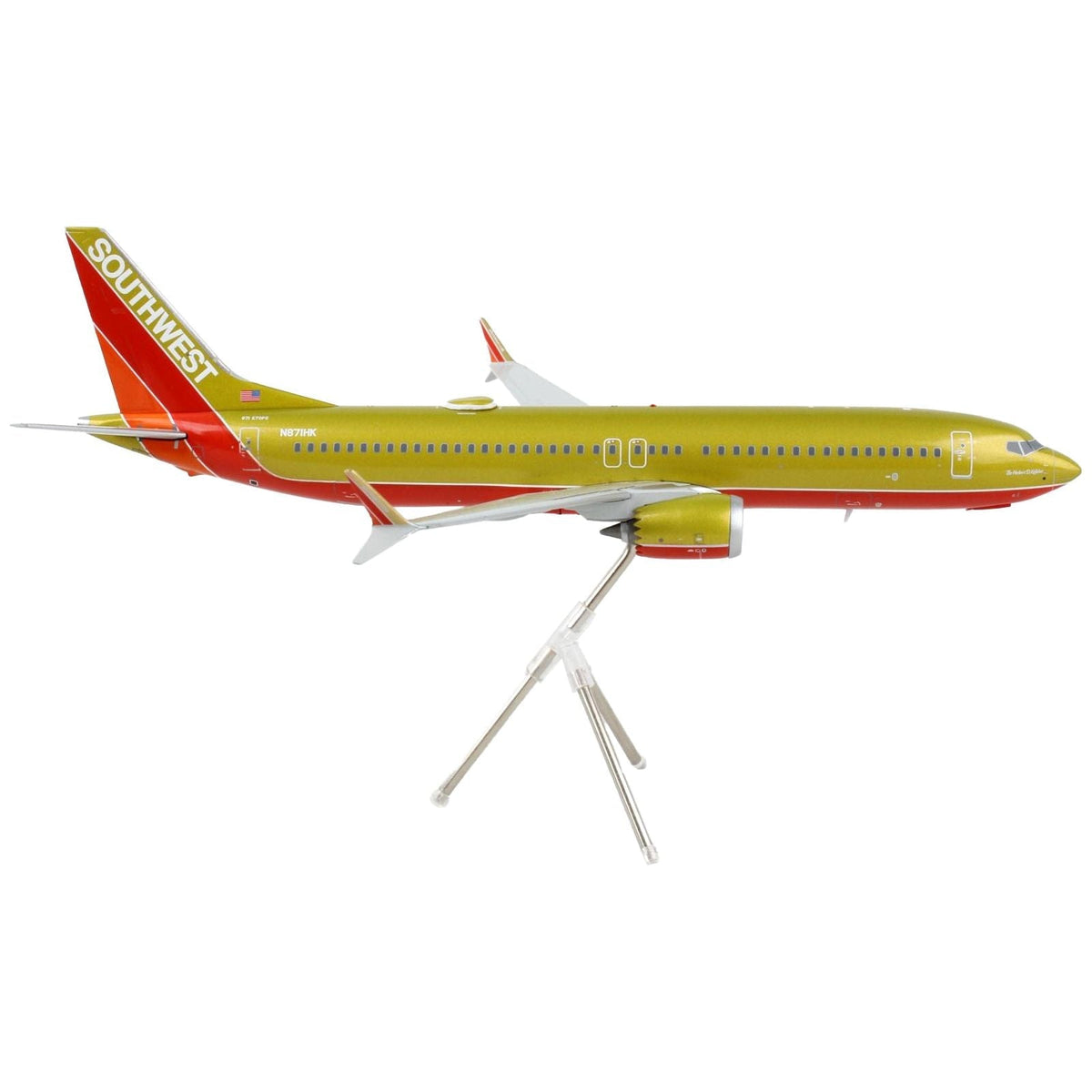 Boeing 737 MAX 8 Commercial Aircraft "Southwest Airlines" Gold and Red "Gemini 200" Series 1/200 Diecast Model Airplane by GeminiJets-GeminiJets-ModelCars.com