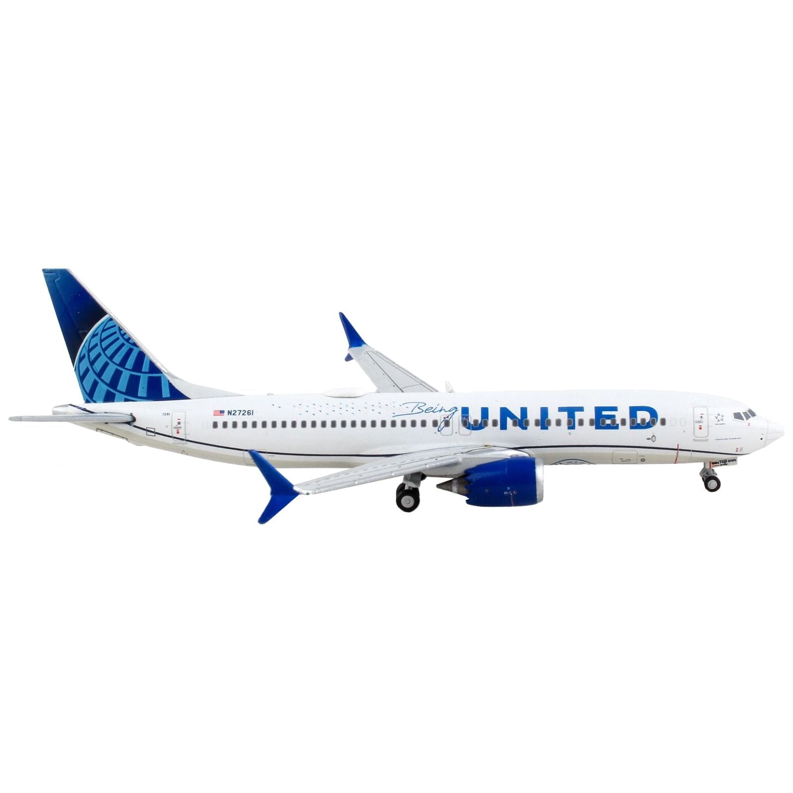 Boeing 737 MAX 8 Commercial Aircraft "United Airlines - Being United Together" White with Blue Tail 1/400 Diecast Model Airplane by GeminiJets - GeminiJets - ModelCars.com