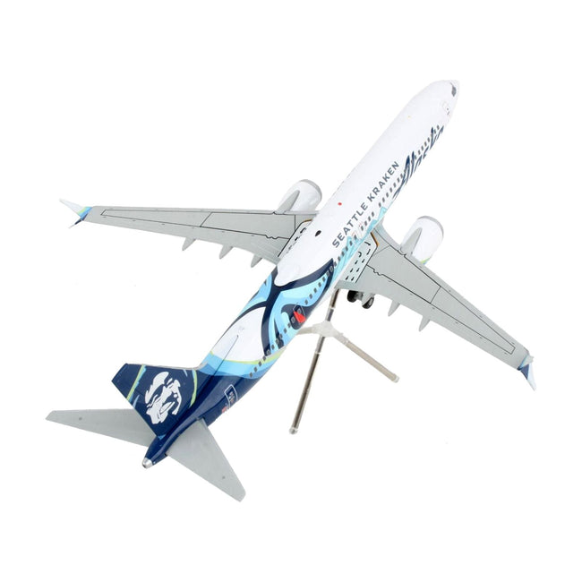 Boeing 737 MAX 9 Commercial Aircraft "Alaska Airlines - Seattle Kraken" White with Blue Tail "Gemini 200" Series 1/200 Diecast Model Airplane by GeminiJets - GeminiJets - ModelCars.com
