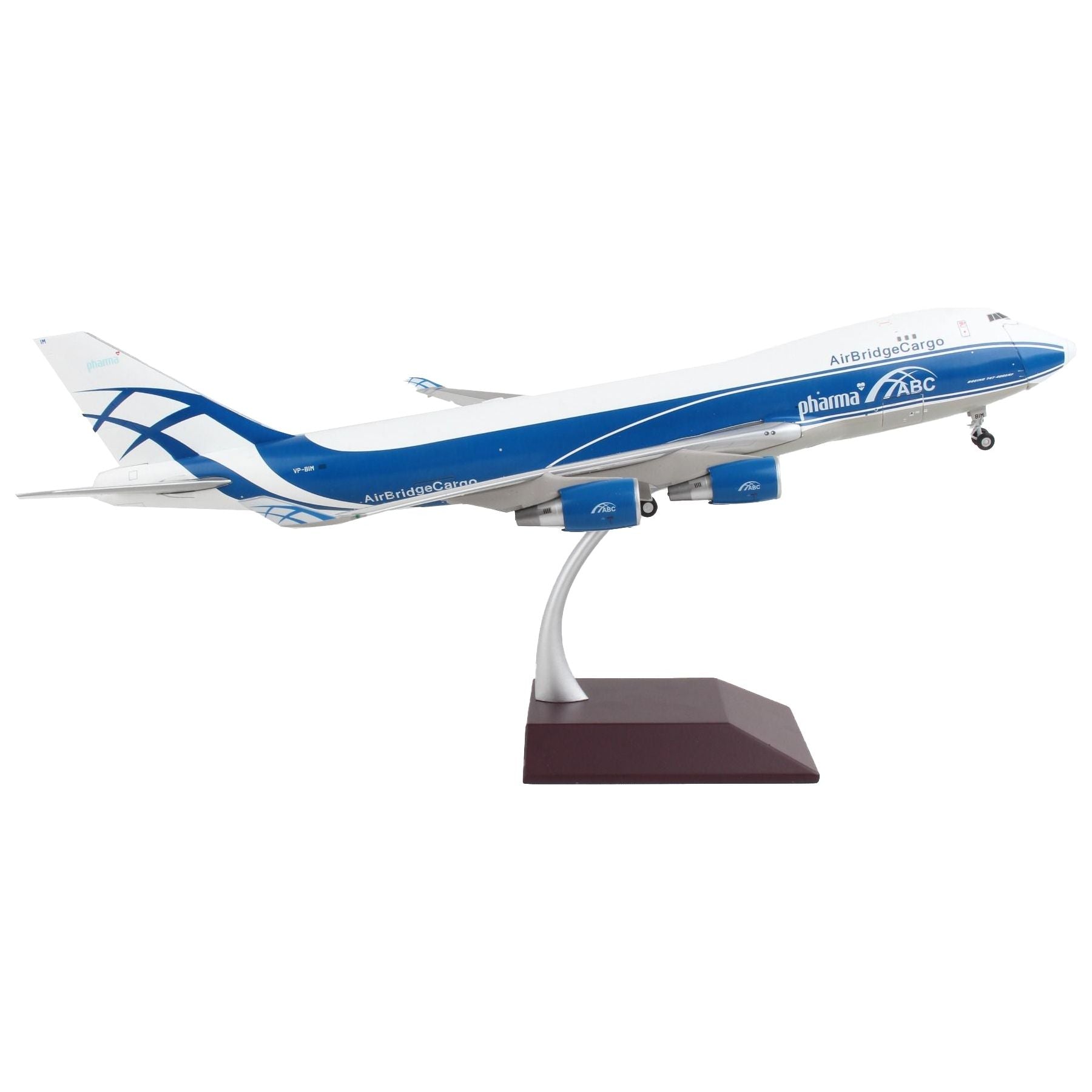 Boeing 747 - 400F Commercial Aircraft "AirBridgeCargo Airlines" White with Blue Stripes "Gemini 200 - Interactive" Series 1/200 Diecast Model Airplane by GeminiJets - GeminiJets - ModelCars.com
