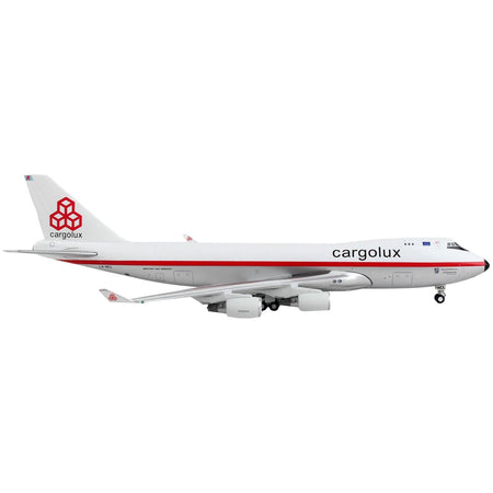 Boeing 747-400F Commercial Aircraft "Cargolux" White and Silver with Red Stripes 1/400 Diecast Model Airplane by GeminiJets-GeminiJets-ModelCars.com