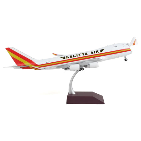 Boeing 747-400F Commercial Aircraft "Kalitta Air" White with Stripes "Gemini 200 - Interactive" Series 1/200 Diecast Model Airplane by GeminiJets-GeminiJets-ModelCars.com