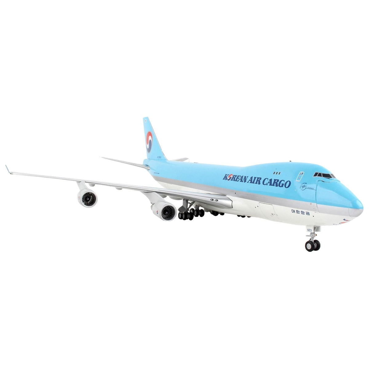 Boeing 747 - 400F Commercial Aircraft "Korean Air Cargo" Light Blue "Gemini 200 - Interactive" Series 1/200 Diecast Model Airplane by GeminiJets - GeminiJets - ModelCars.com