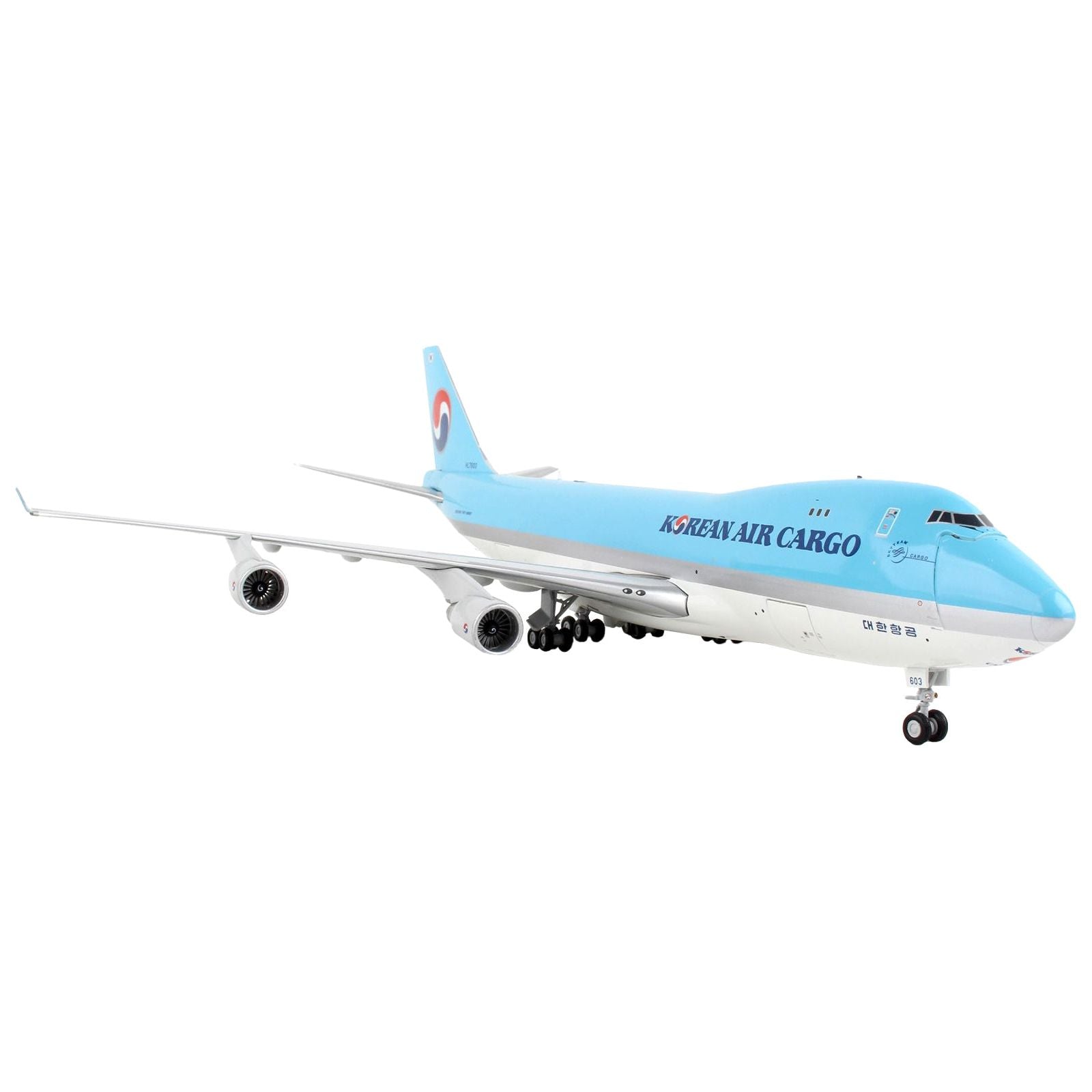 Boeing 747 - 400F Commercial Aircraft "Korean Air Cargo" Light Blue "Gemini 200 - Interactive" Series 1/200 Diecast Model Airplane by GeminiJets - GeminiJets - ModelCars.com