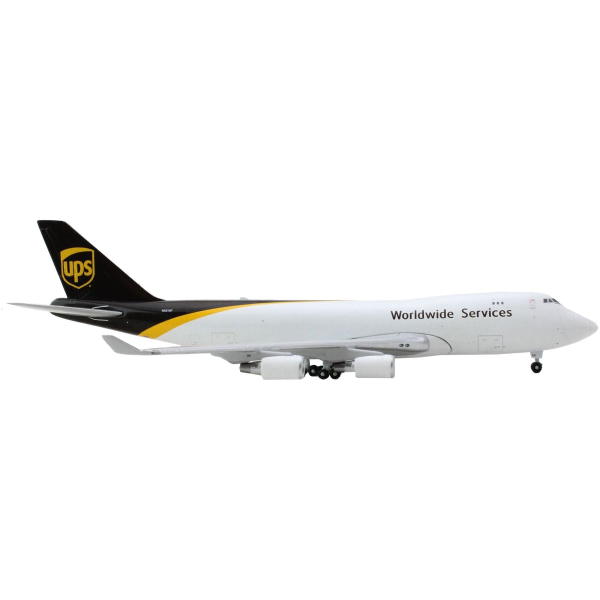 Boeing 747-400F Commercial Aircraft "UPS Worldwide Services" White with Brown Tail 1/400 Diecast Model Airplane by GeminiJets-GeminiJets-ModelCars.com