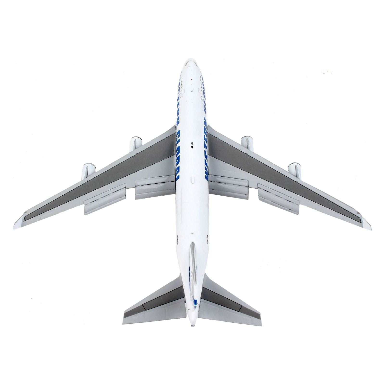 Boeing 747 - 400F Commercial Aircraft with Flaps Down "Western Global" White with Blue Tail Stripes 1/400 Diecast Model Airplane by GeminiJets - GeminiJets - ModelCars.com