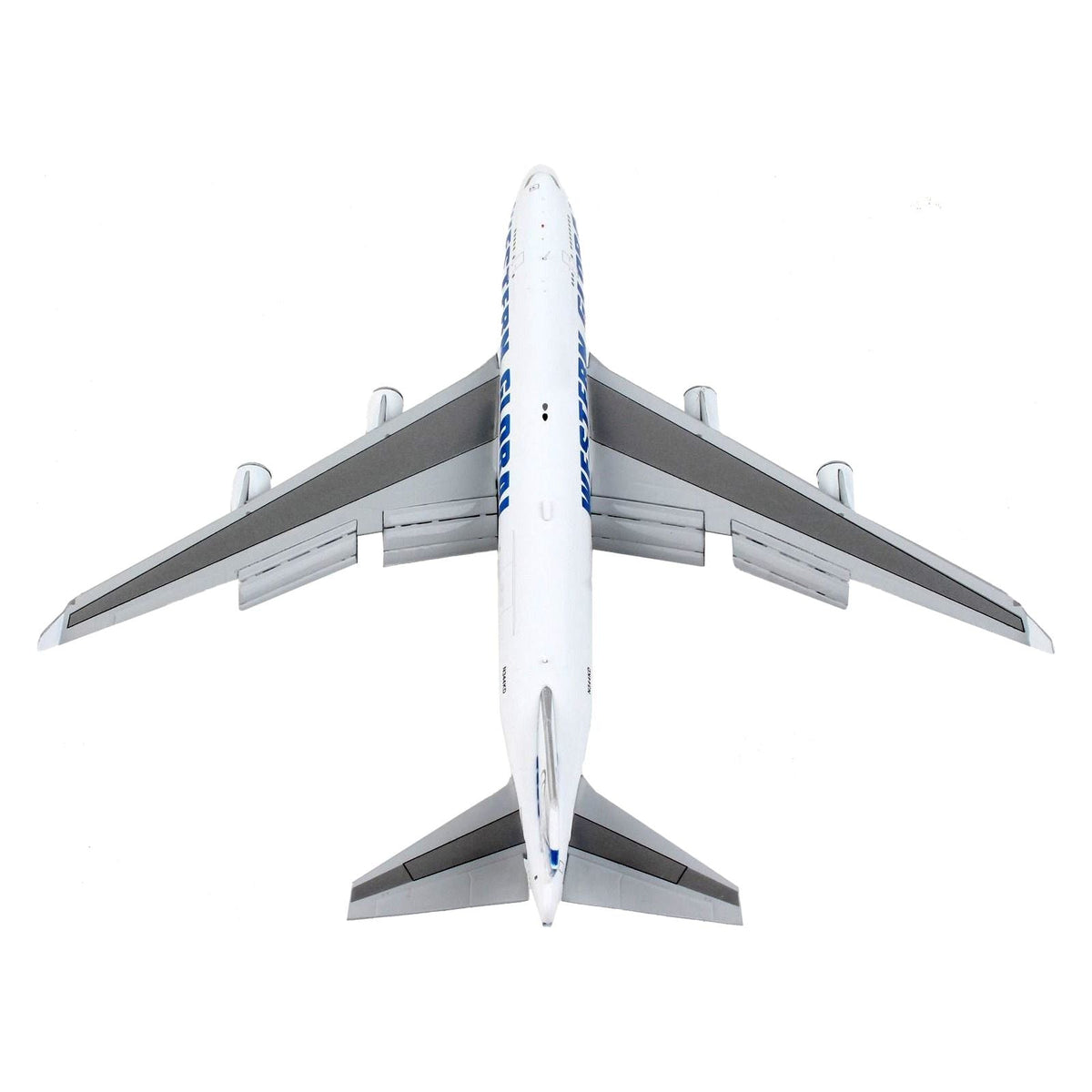 Boeing 747-400F Commercial Aircraft with Flaps Down "Western Global" White with Blue Tail Stripes 1/400 Diecast Model Airplane by GeminiJets-GeminiJets-ModelCars.com