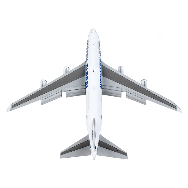 Boeing 747-400F Commercial Aircraft with Flaps Down "Western Global" White with Blue Tail Stripes 1/400 Diecast Model Airplane by GeminiJets-GeminiJets-ModelCars.com