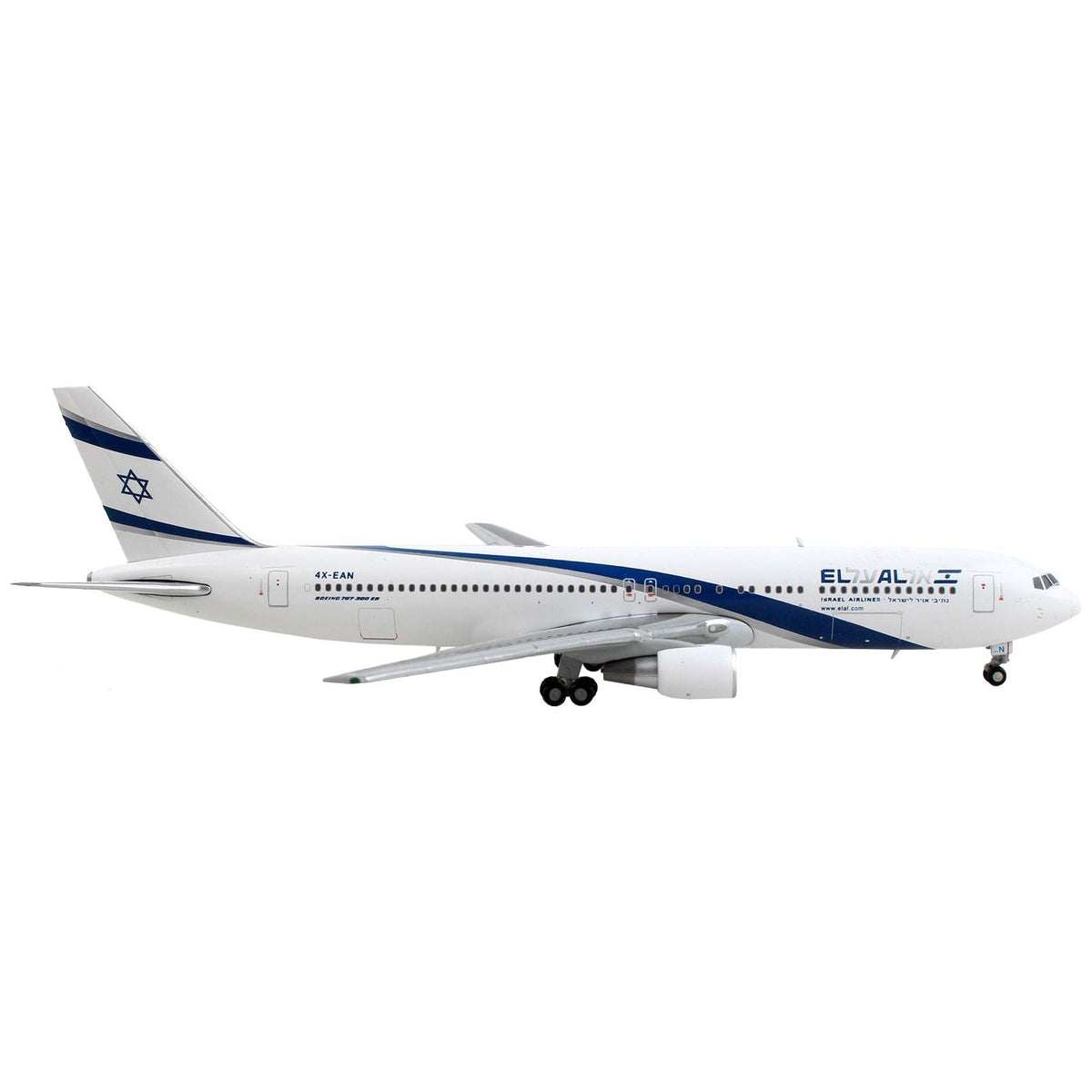 Boeing 767-300 Commercial Aircraft "El Al Israel Airlines" White with Blue Stripes 1/400 Diecast Model Airplane by GeminiJets-GeminiJets-ModelCars.com