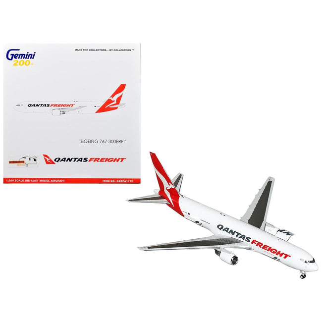 Boeing 767-300ERF Commercial Aircraft "Qantas Freight" White with Red Tail "Gemini 200 - Interactive" Series 1/200 Diecast Model Airplane by GeminiJets-GeminiJets-ModelCars.com
